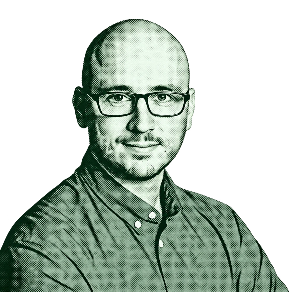 Porträt von Daniel, im Rasterdruck-Stil